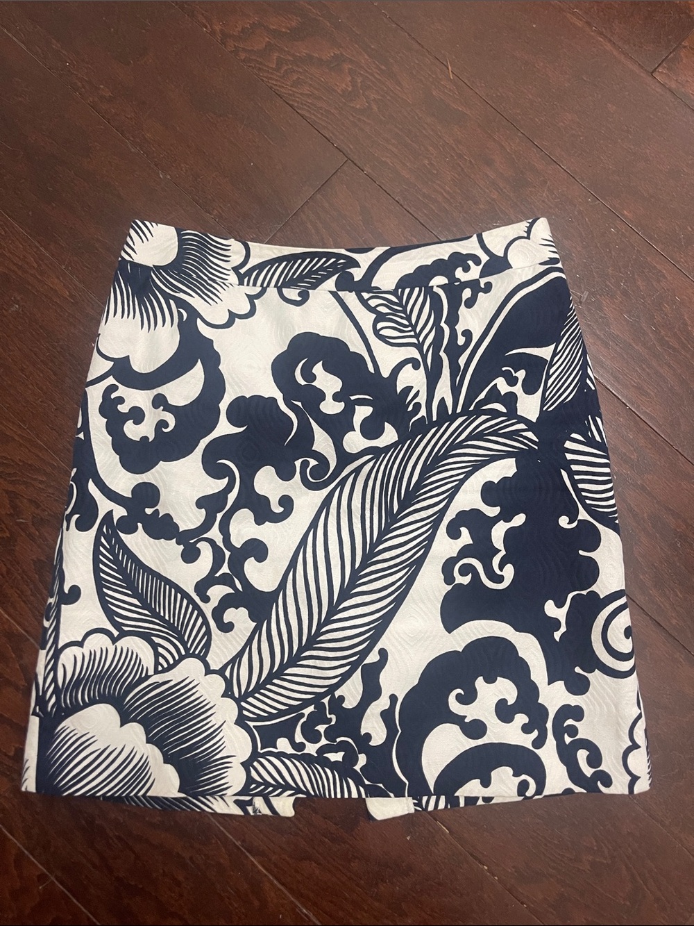 Milly of New York Navy and White Botanical Print Mini Skirt